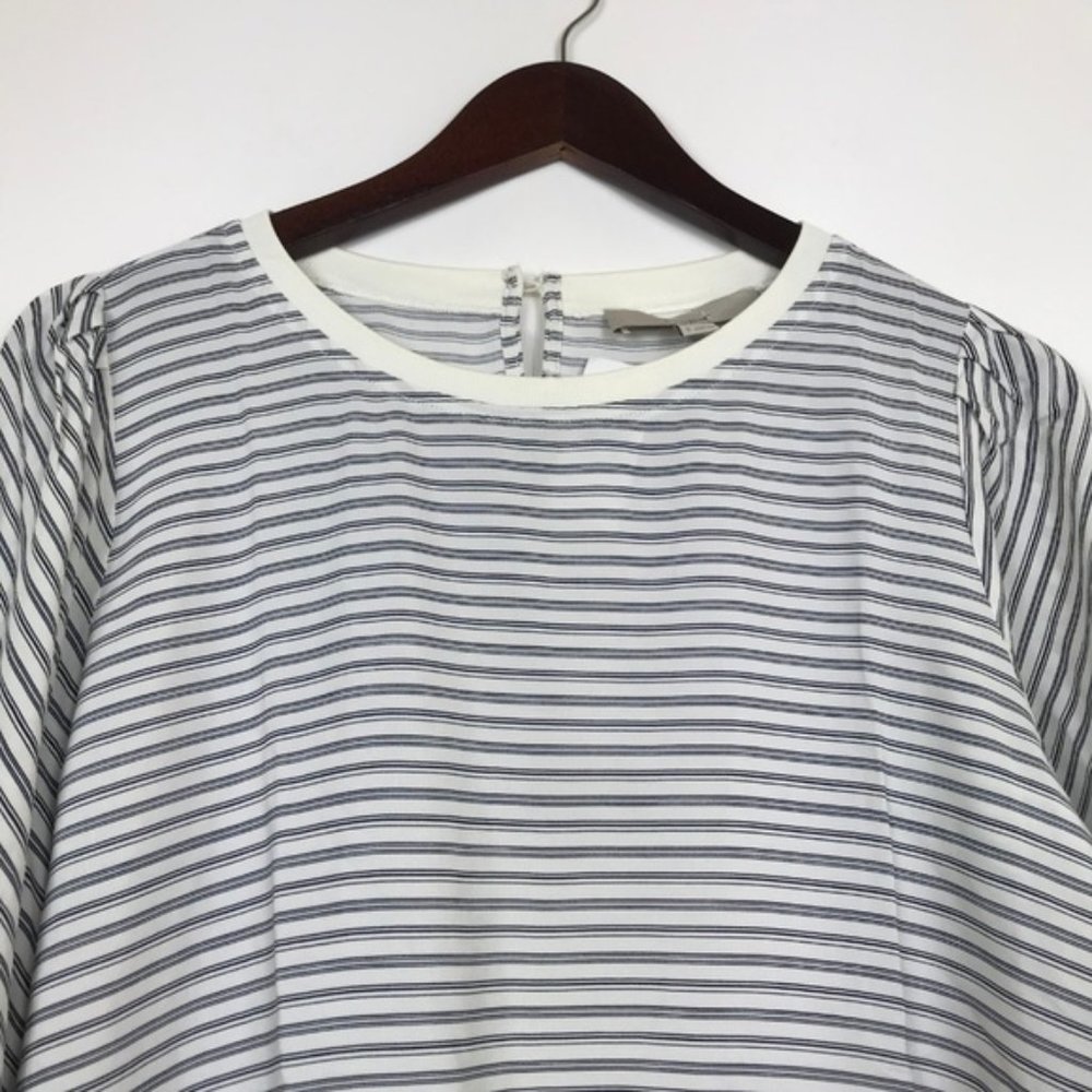 LOFT Women Small Blouse Striped Blue Back Key Hole - Picture 5 of 8